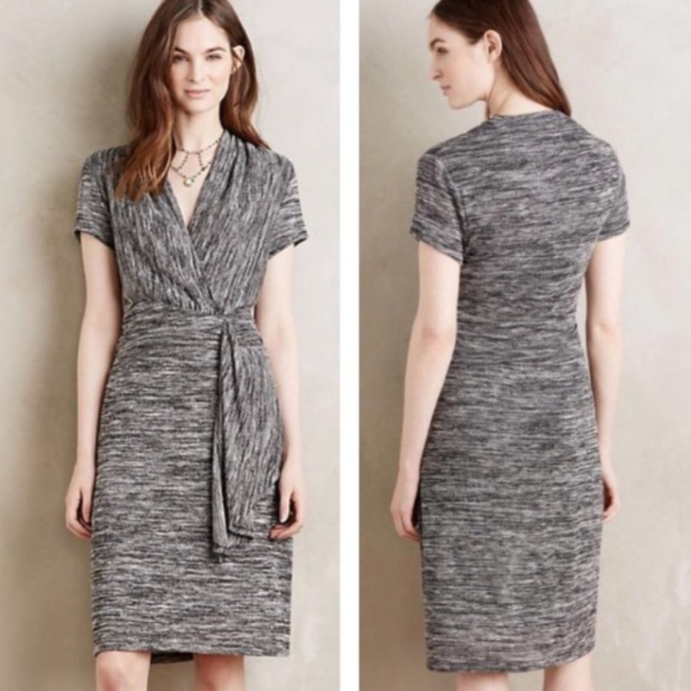 Anthro Maeve Grey Waterfall Dress Women's Size XS